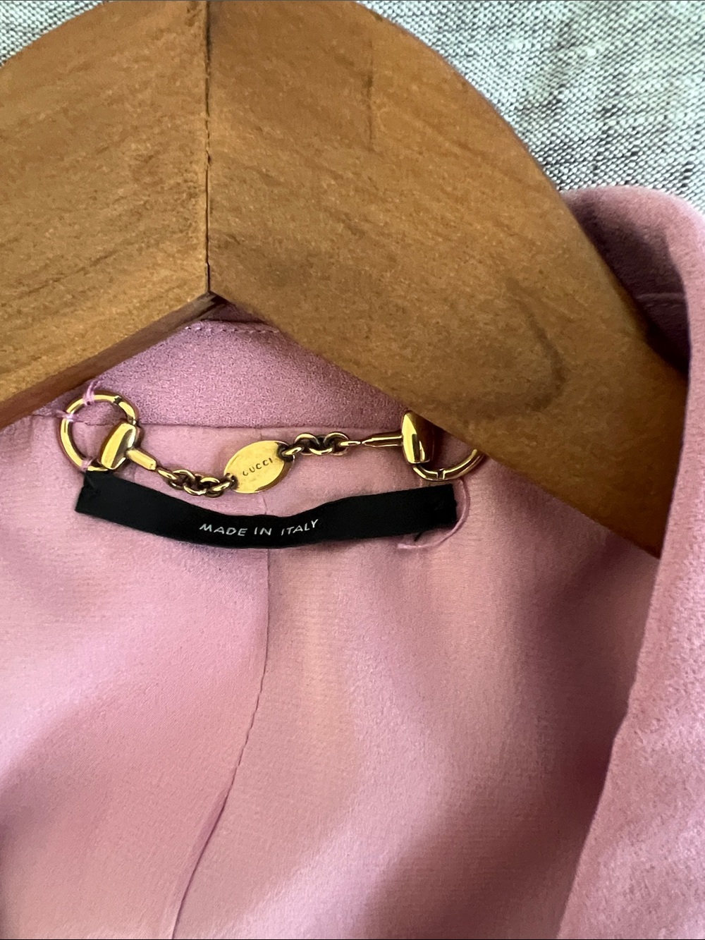 Gucci Blush Pink Jacket with Gold Chain Detail